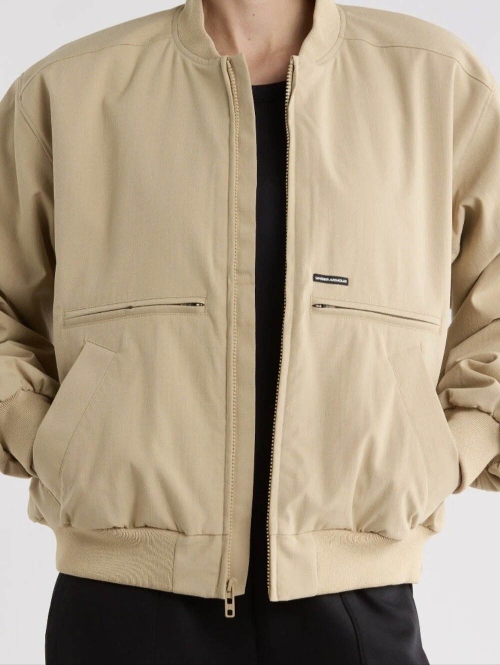 Under Armor Womens Loose Lined Bomber Jacket with Zip Pockets Size Medium NWT
